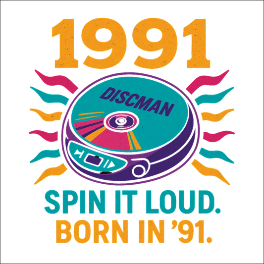 T-Shirt - (Black) „Spin it loud. Born in 1991.“