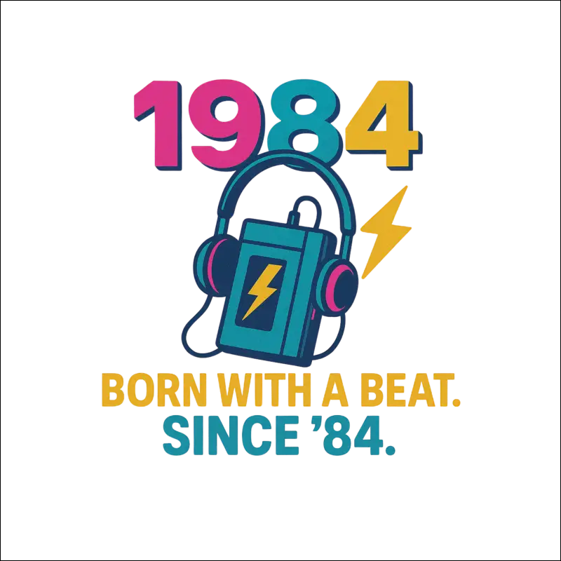T-Shirt (White) - „Born with a beat. Since 1984.“