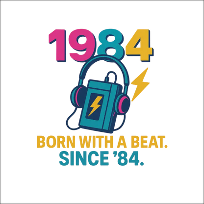 T-Shirt - (Black) „Born with a beat. Since 1984.“