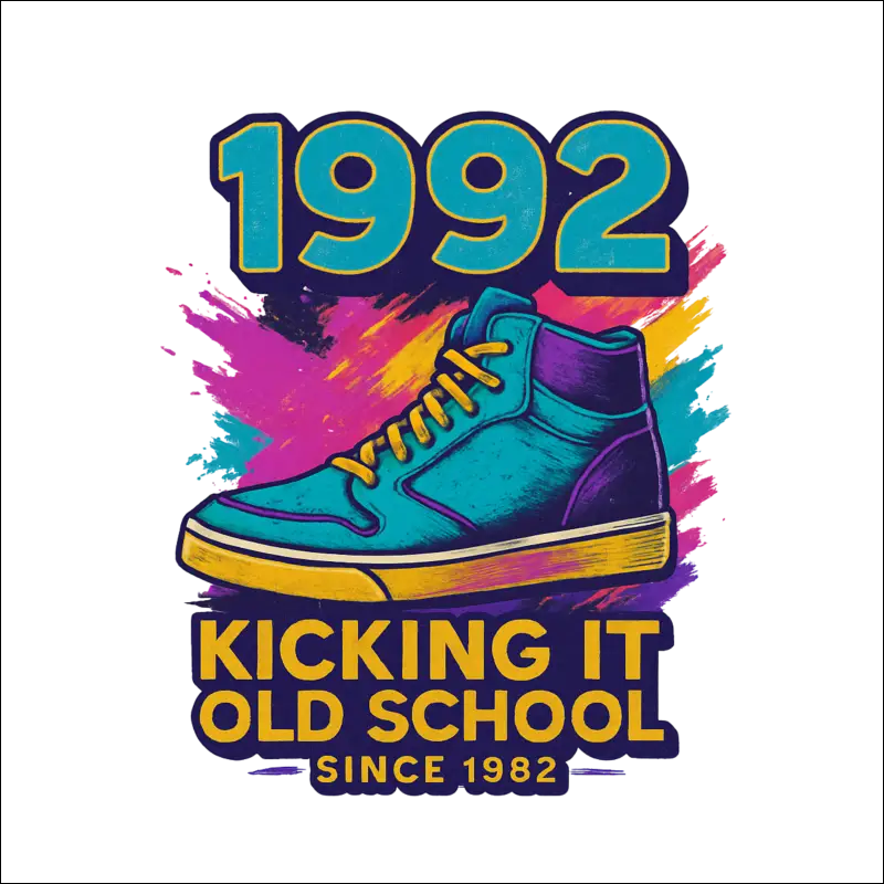 T-Shirt - (Black) - „Kicking it old school – since ’92.“
