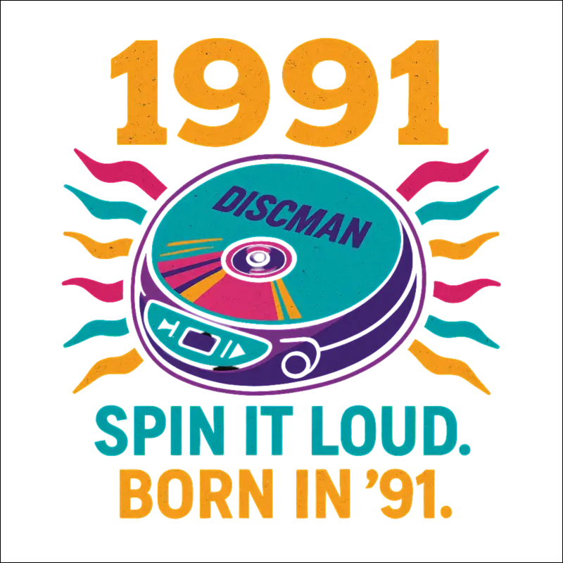 T-Shirt - (Black) „Spin it loud. Born in 1991.“