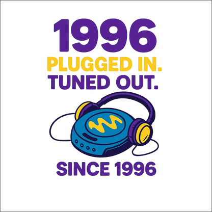 T-Shirt (White)„Plugged in. Tuned out. Since 1996.“