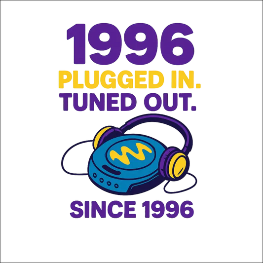 T-Shirt (White)„Plugged in. Tuned out. Since 1996.“
